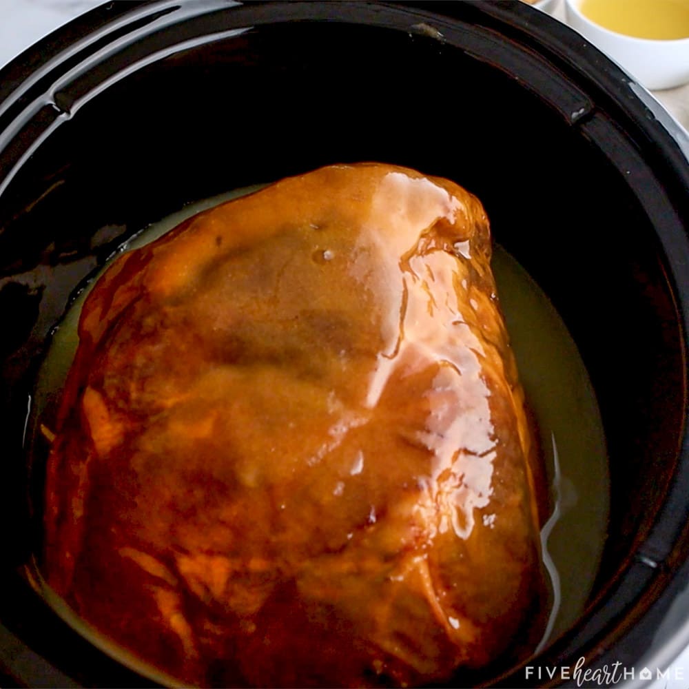 The BEST Crockpot Ham w/ Brown Sugar + Pineapple • FIVEheartHOME