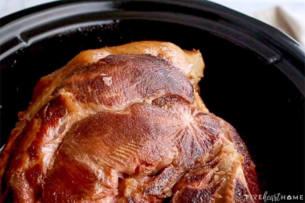 Cooking ham in crock pot.