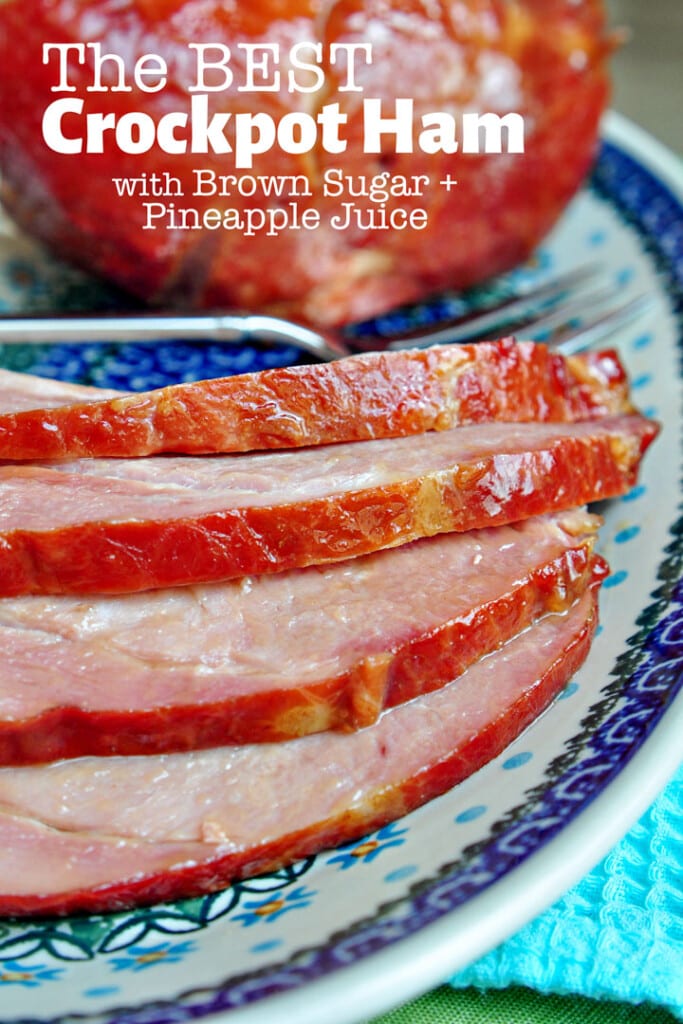 The Best Crockpot Ham with text overlay.