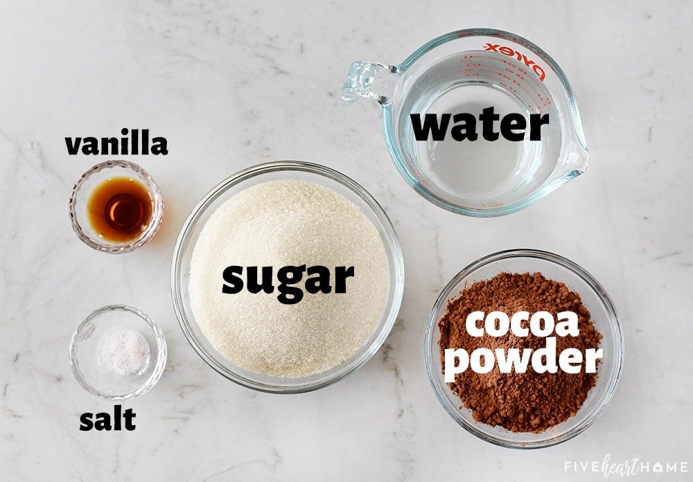 Aerial view of labeled ingredients.