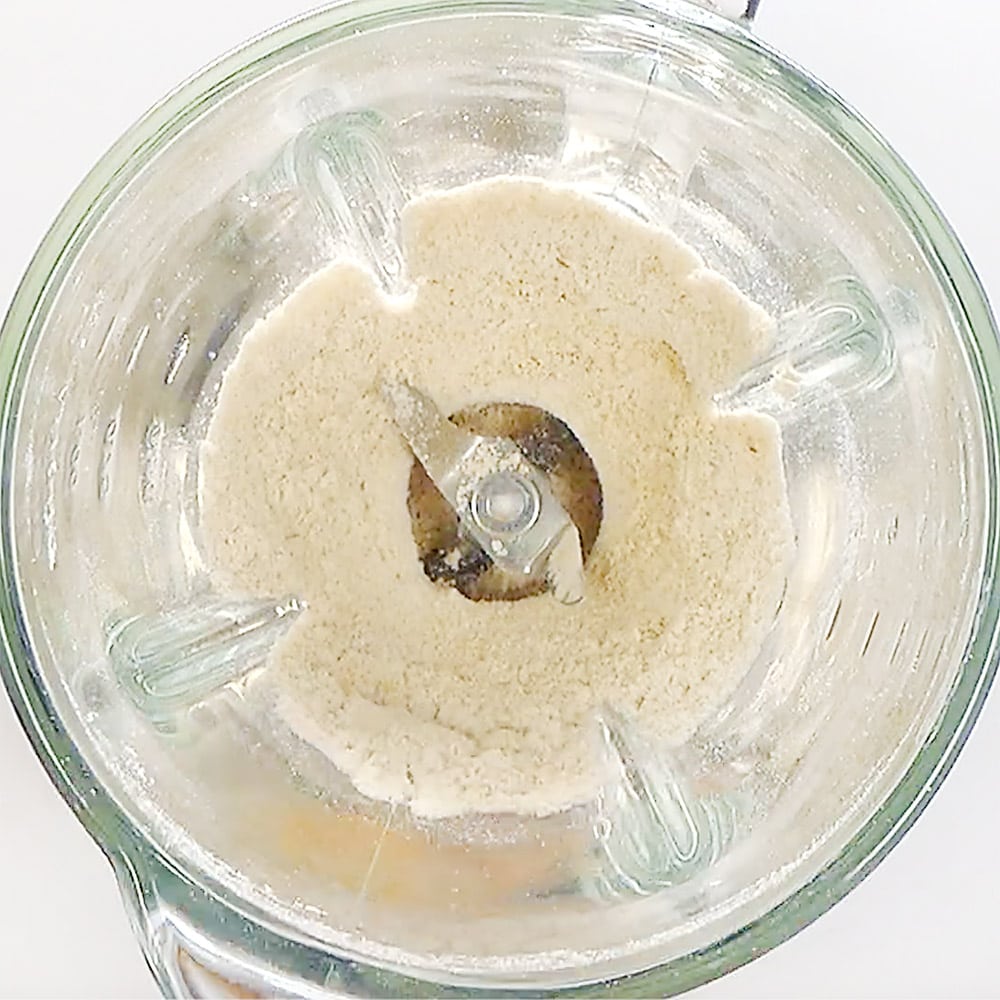 Aerial view of ground oats in blender.