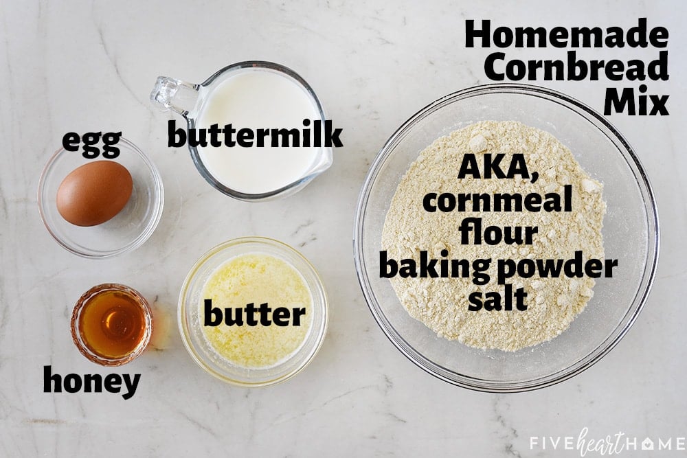 Aerial view of labeled ingredients.