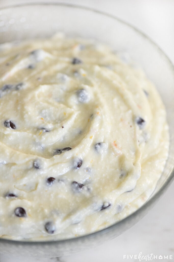 Close-up bowl of Cannoli Dip.