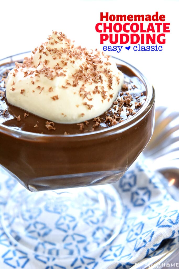 Homemade Chocolate Pudding with text overlay.