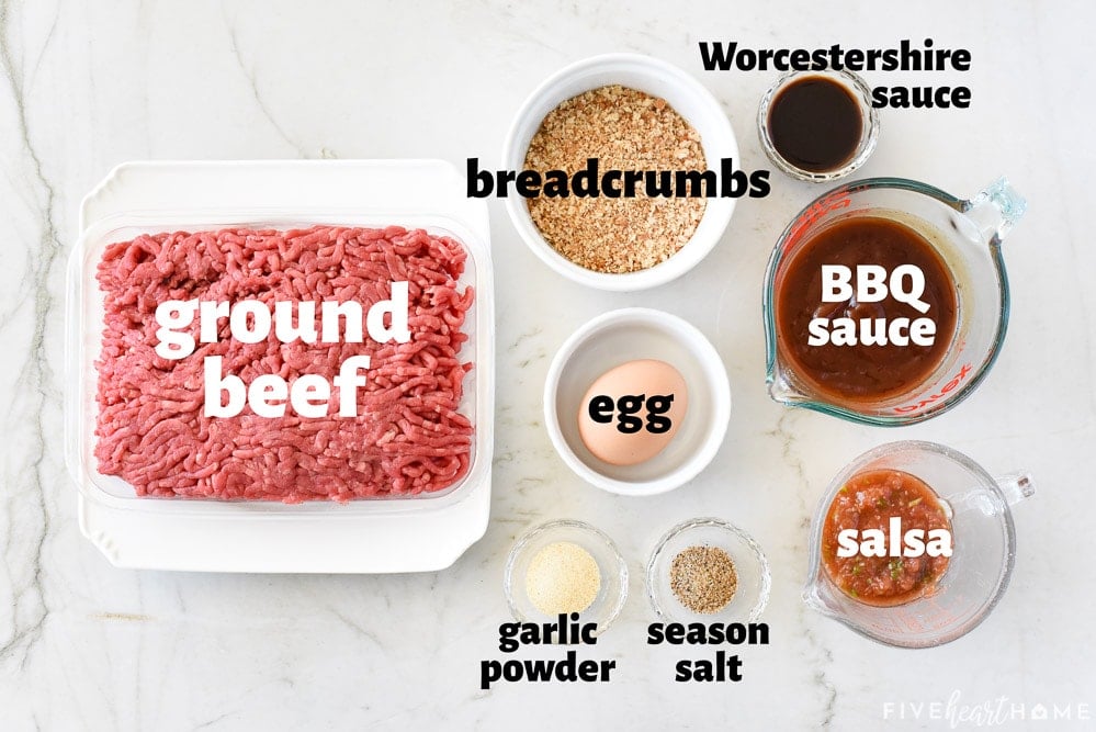 Aerial view of labeled ingredients.