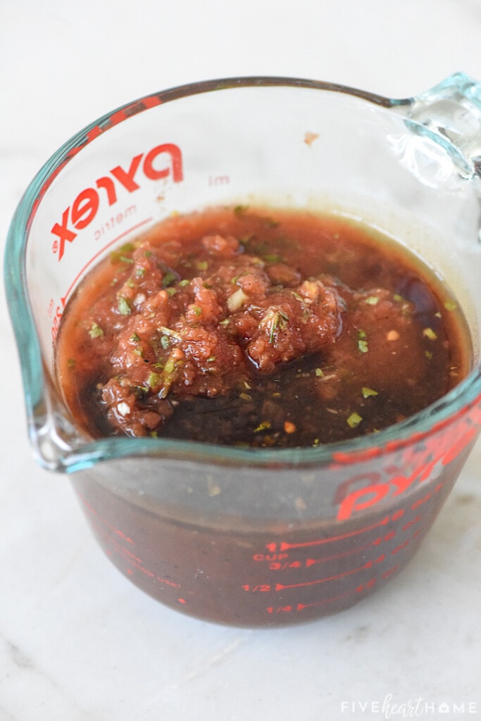 Glaze ingredients in measuring cup.