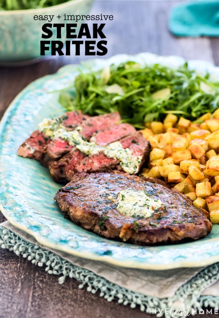 Easy Steak Frites with text overlay.