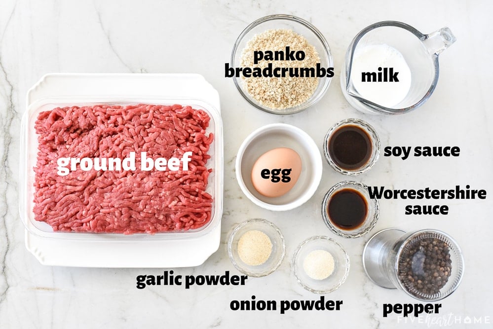 Aerial view of labeled ingredients.