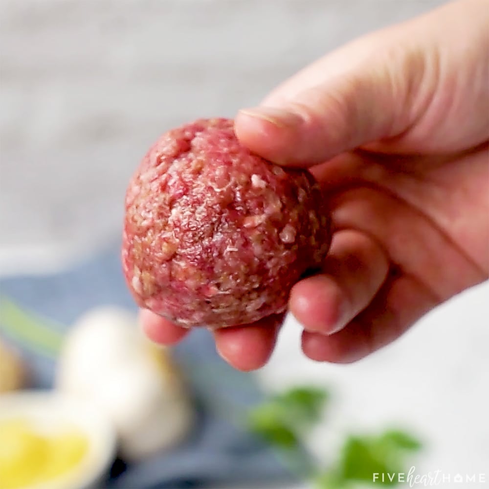 Uncooked meatball.