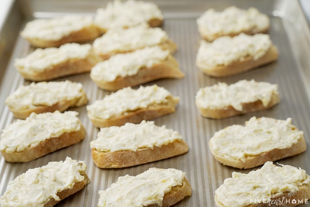 Mixture spread onto bread slices.