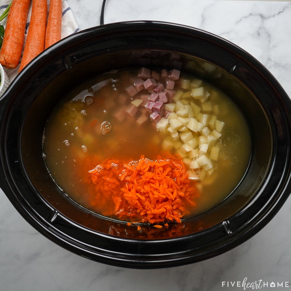 Easy Slow Cooker Split Pea Soup with Ham - Leftover Ham Soup