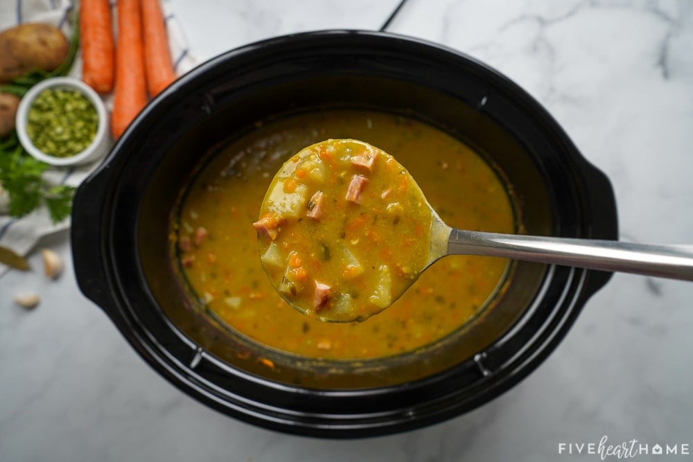 Slow Cooker Split Pea Hamburger Soup - Fast and Slow Cooking