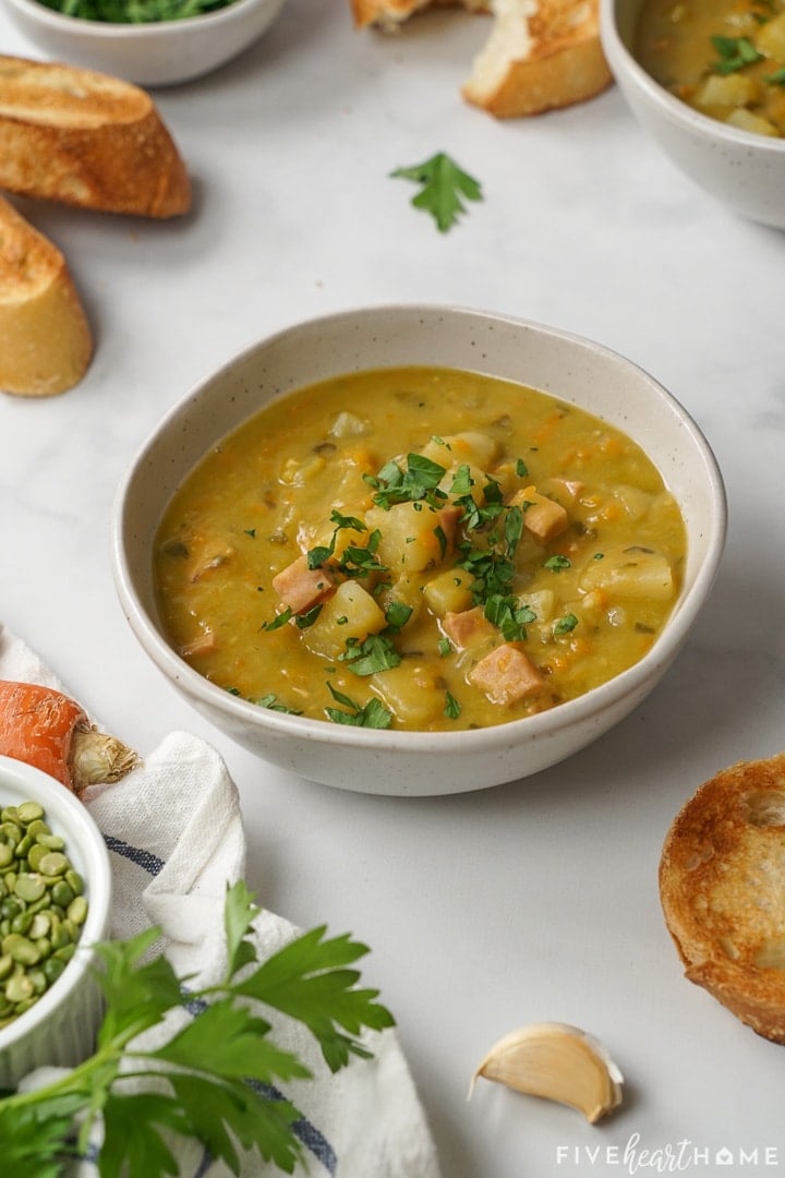 Split Pea Soup recipe in a bowl.