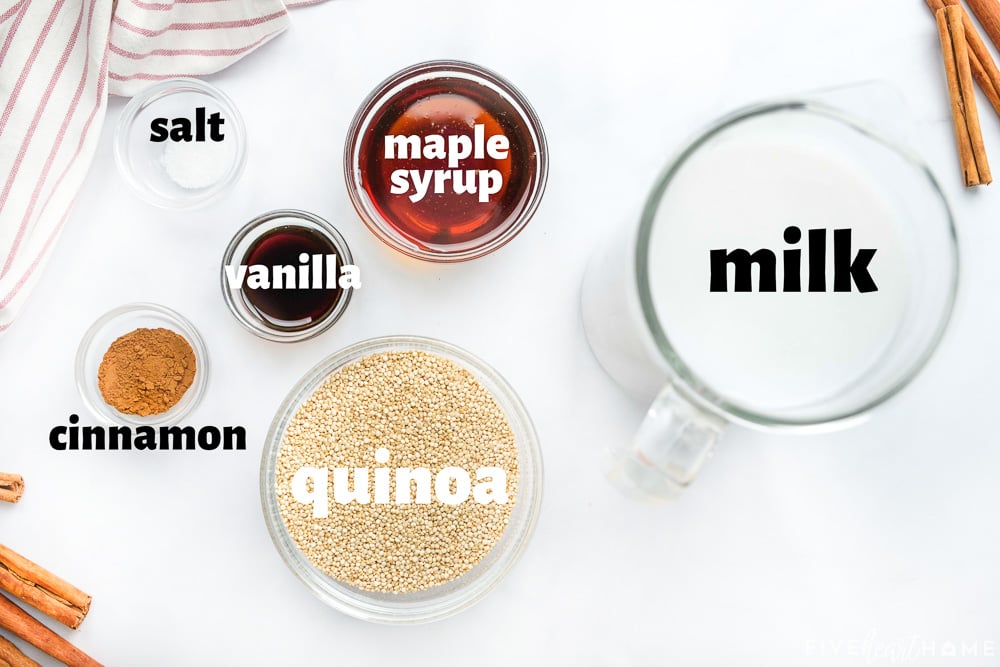 Aerial view of labeled ingredients.