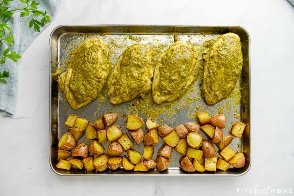 Sheet pan chicken and potatoes.