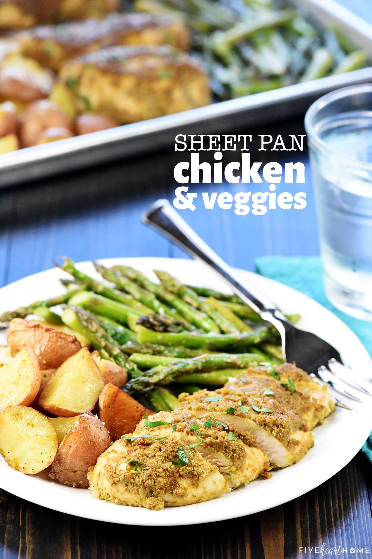 Sheet Pan Chicken and Veggies with text overlay.