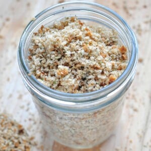 Italian Bread Crumbs in glass jar.