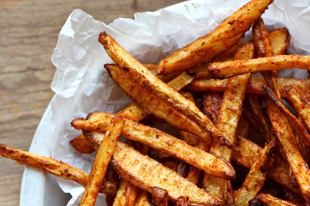 Close-up of Seasoned Fries recipe.