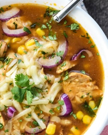Aerial close-up of BBQ Chicken Soup.