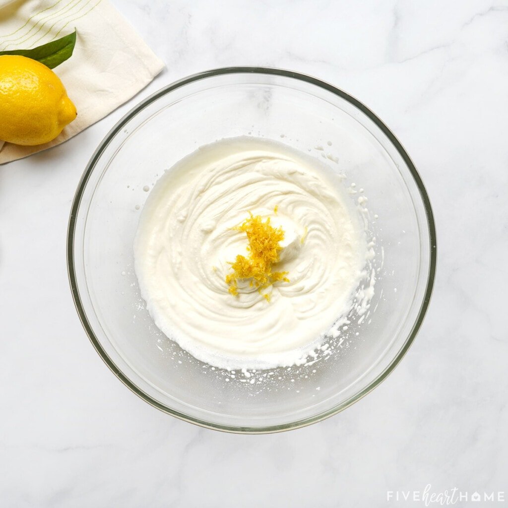 Adding lemon zest.