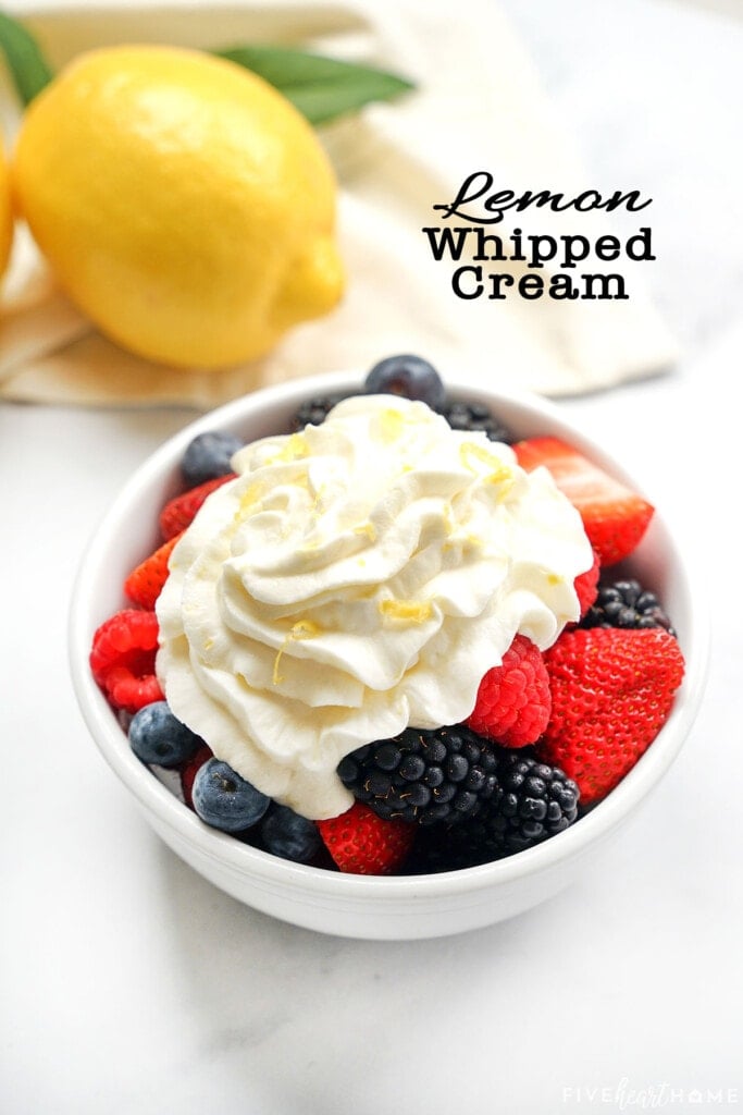 Lemon Whipped Cream with text overlay.