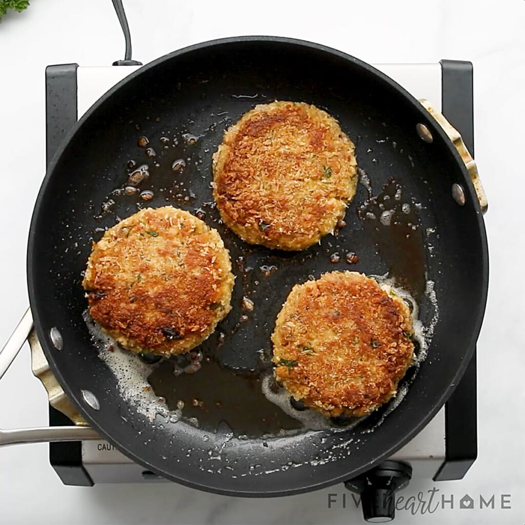 Salmon Patties recipe fried on both sides.