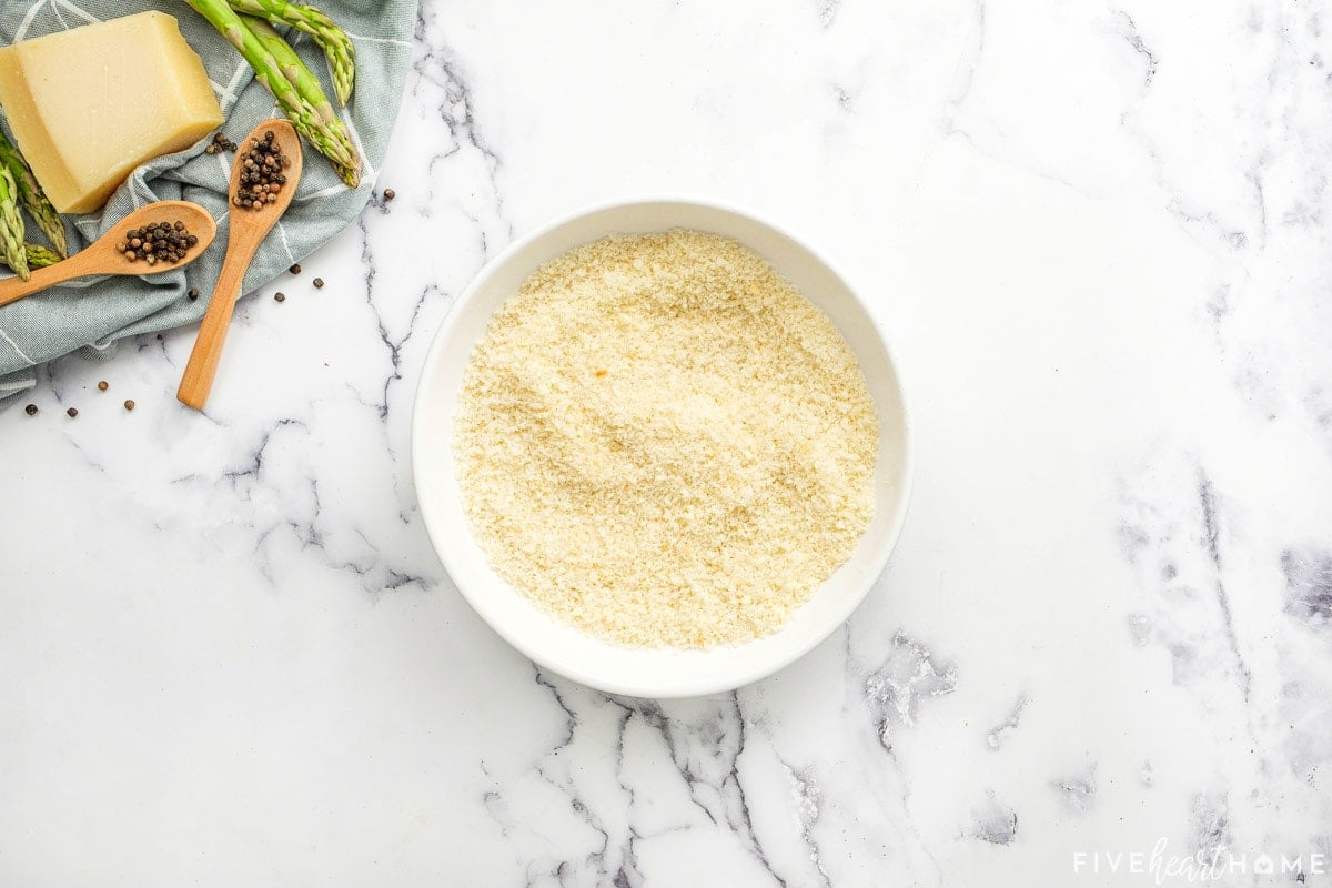 Parmesan and Panko in bowl for breaded asparagus.