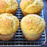 Basic Muffin Recipe showing plain and simple muffin recipe on cooling rack.