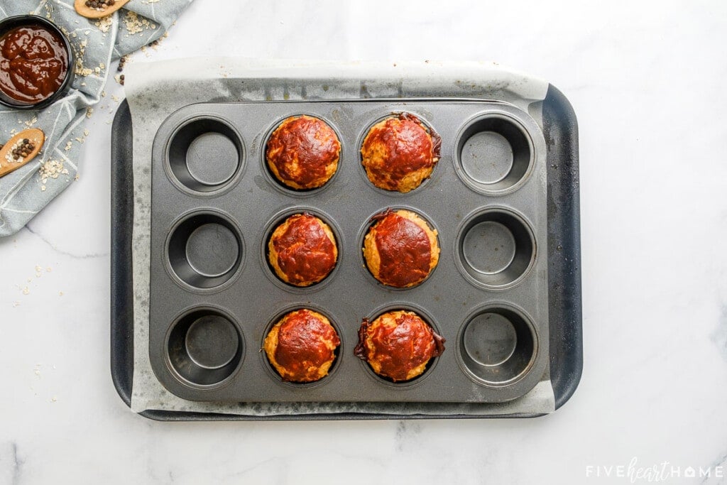 Turkey Meatloaf Muffins baked in pan.