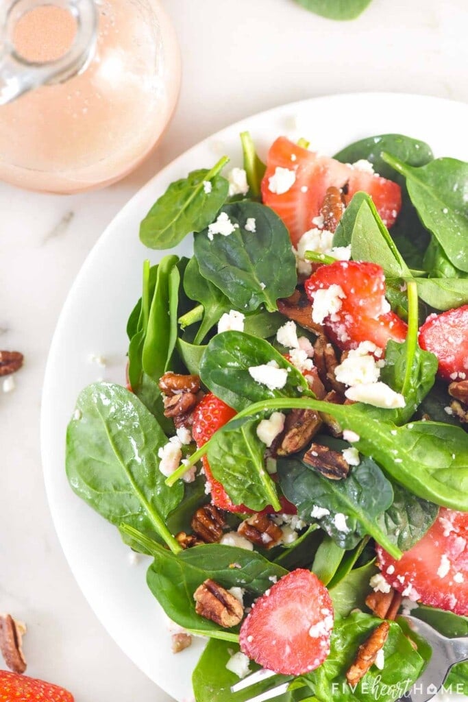 Brianna's Blush Wine Vinaigrette recipe as dressing for strawberry spinach salad.