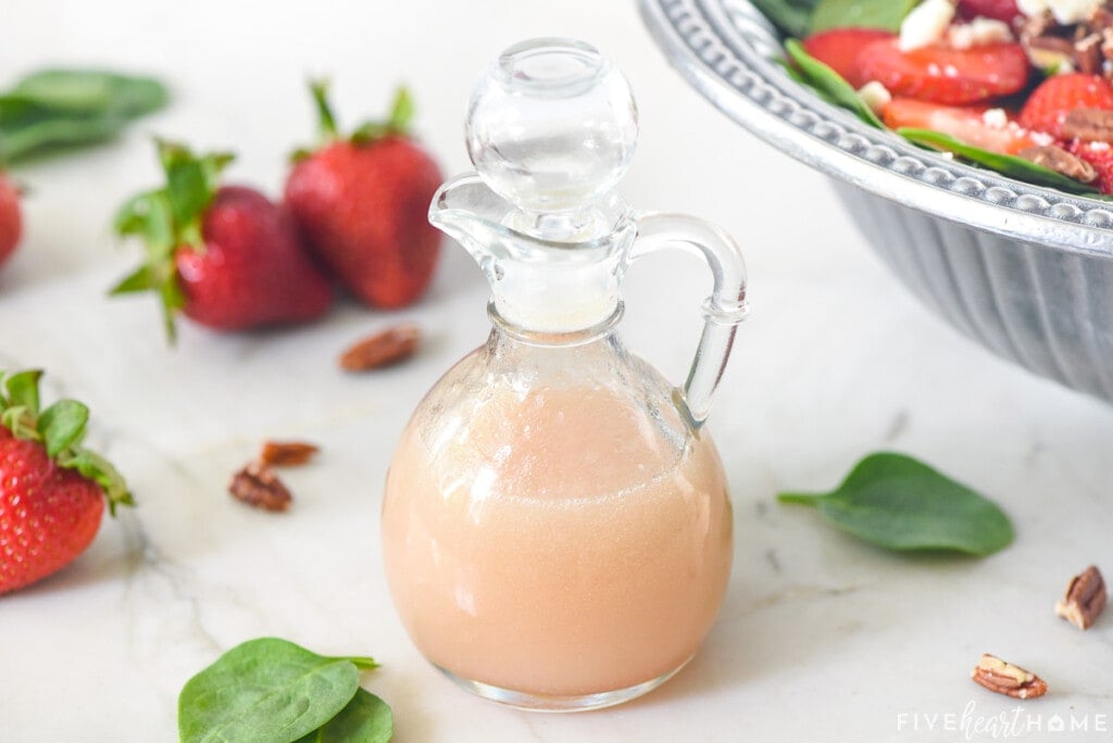 Glass bottle of Blush Wine Vinaigrette recipe.