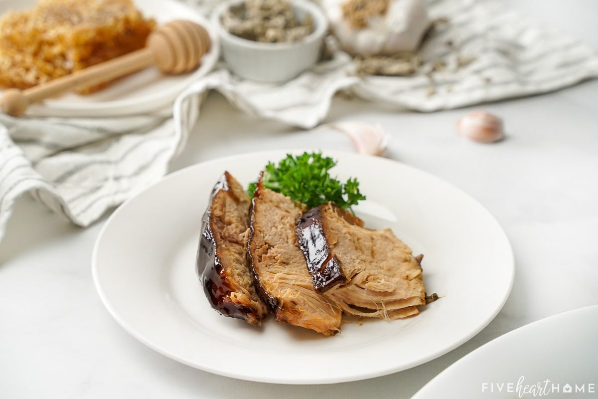 Crock Pot Pork Loin with Honey Balsamic Glaze • FIVEheartHOME