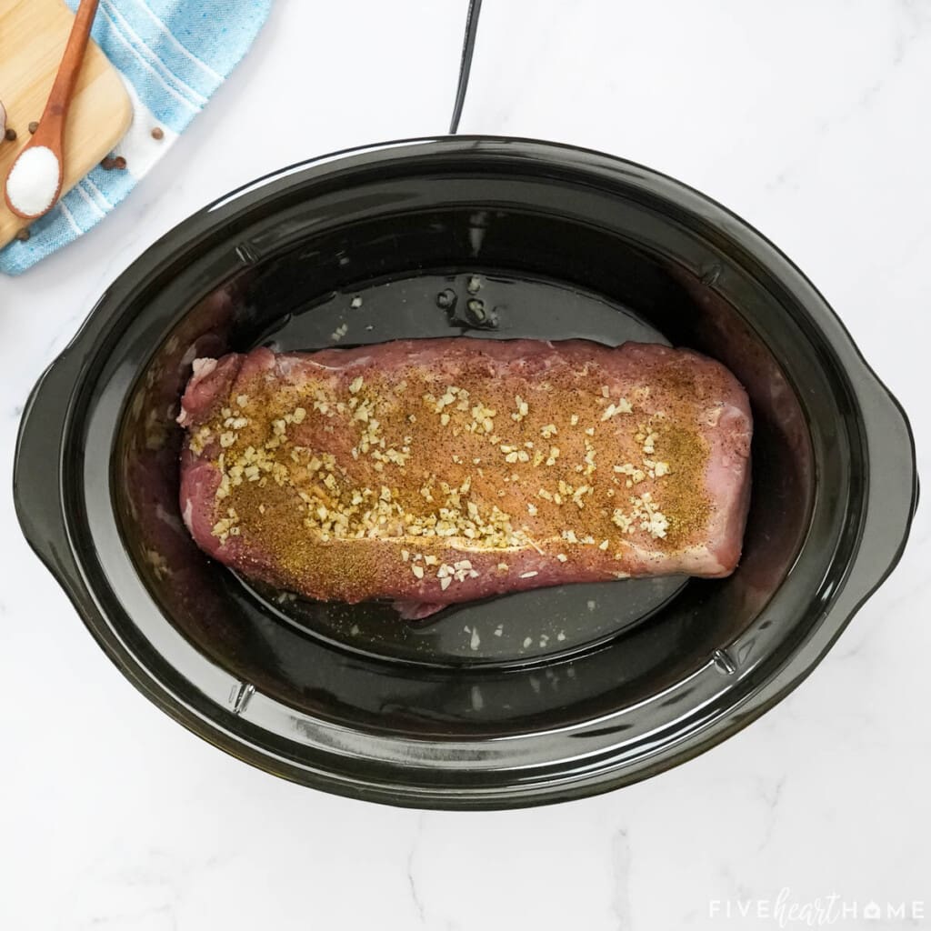 Crock Pot Pork Loin ready to slow cook.