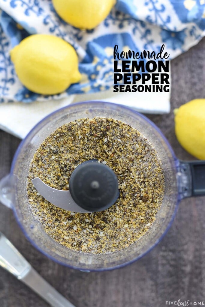 Homemade Lemon Pepper Seasoning with text overlay.