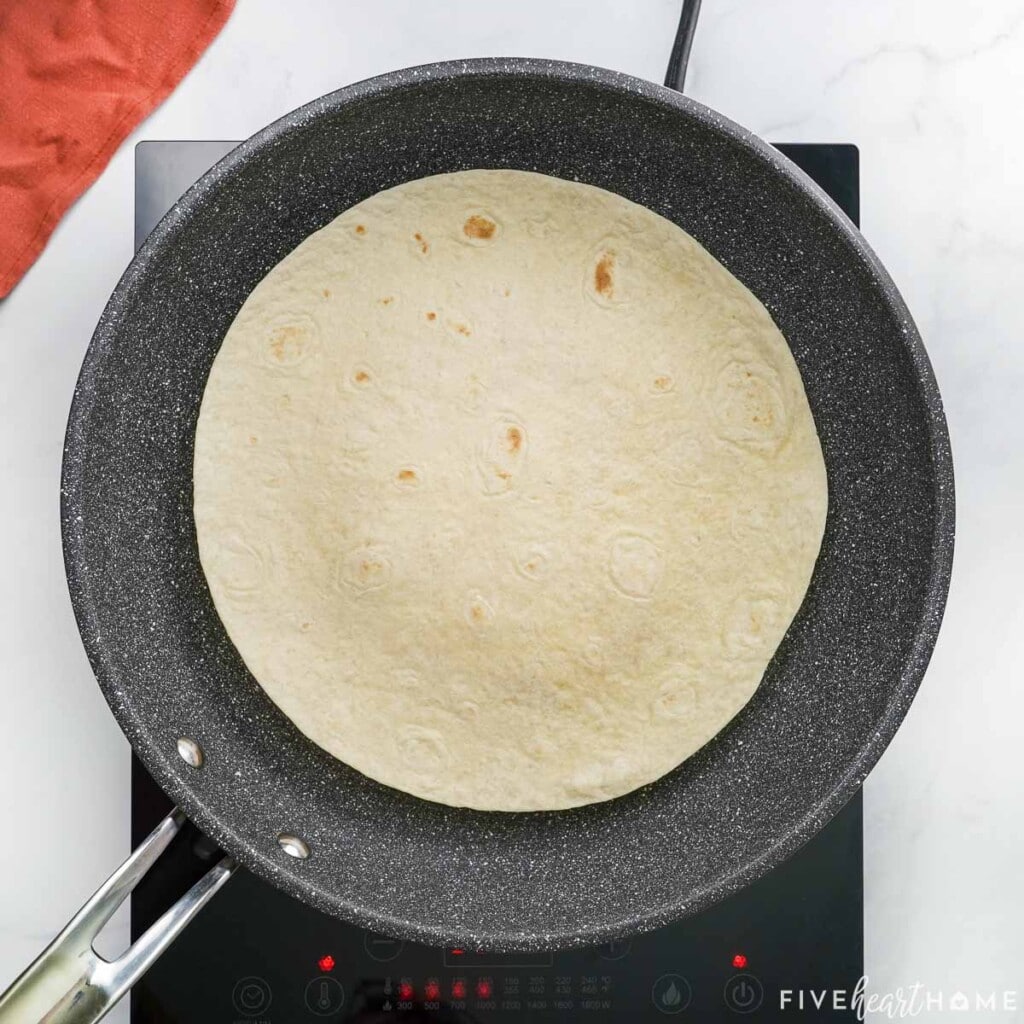 Tortilla in pan.