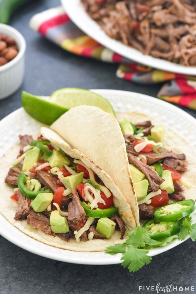 Mexican Shredded Beef on tacos.
