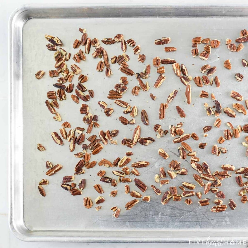 Toasted pecans to go in Spinach Salad with Strawberries.