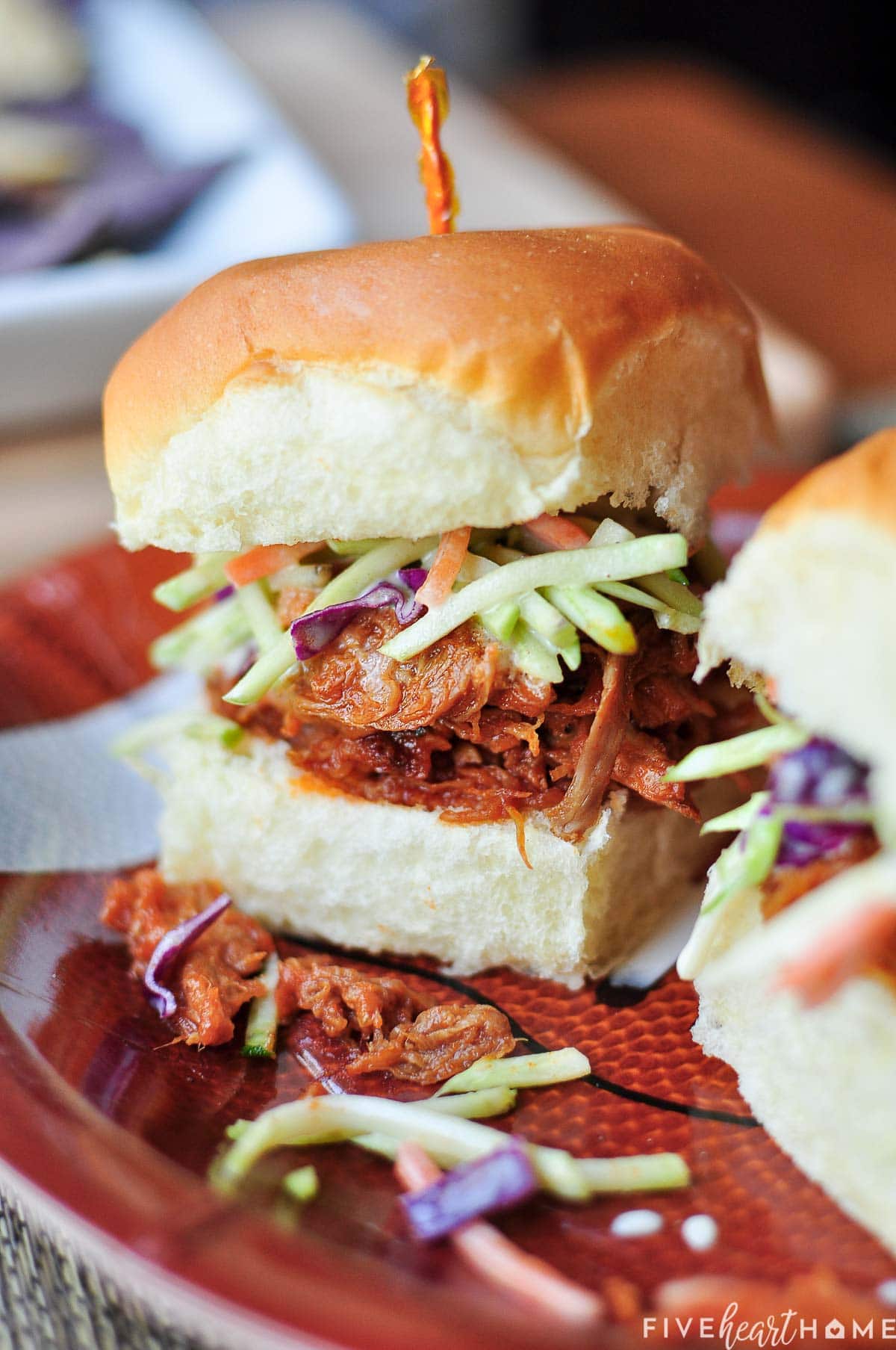 Pulled pork in root beer sandwich.