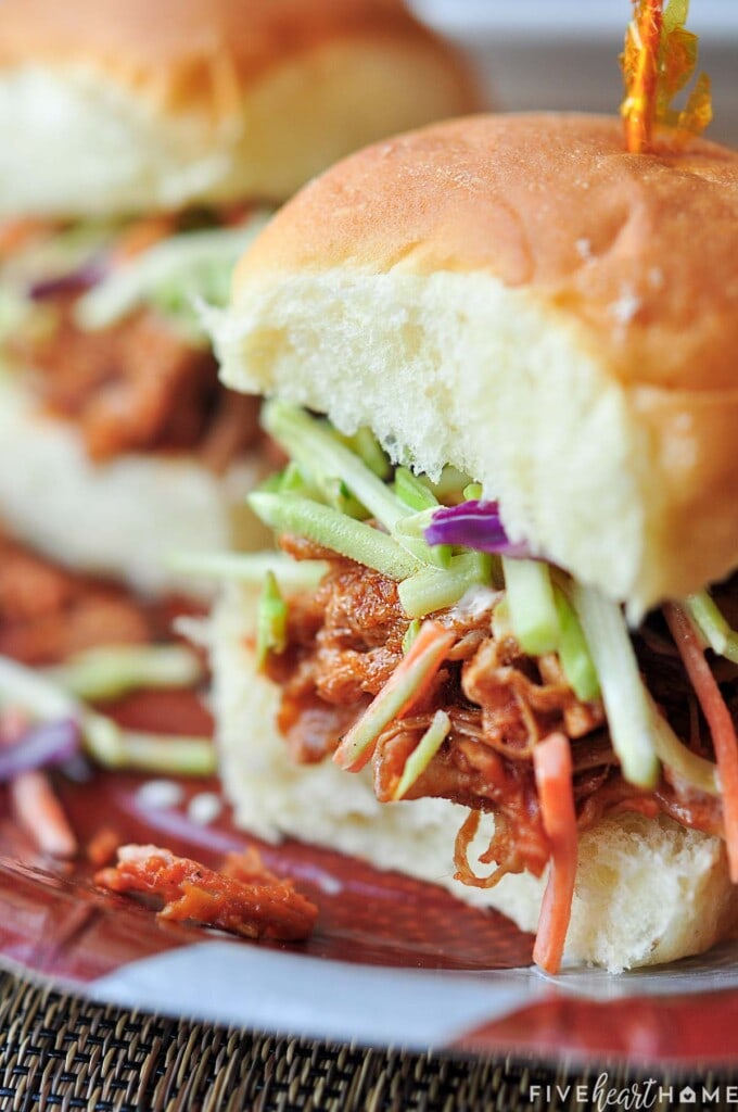 Close-up of Root Beer Pulled Pork.