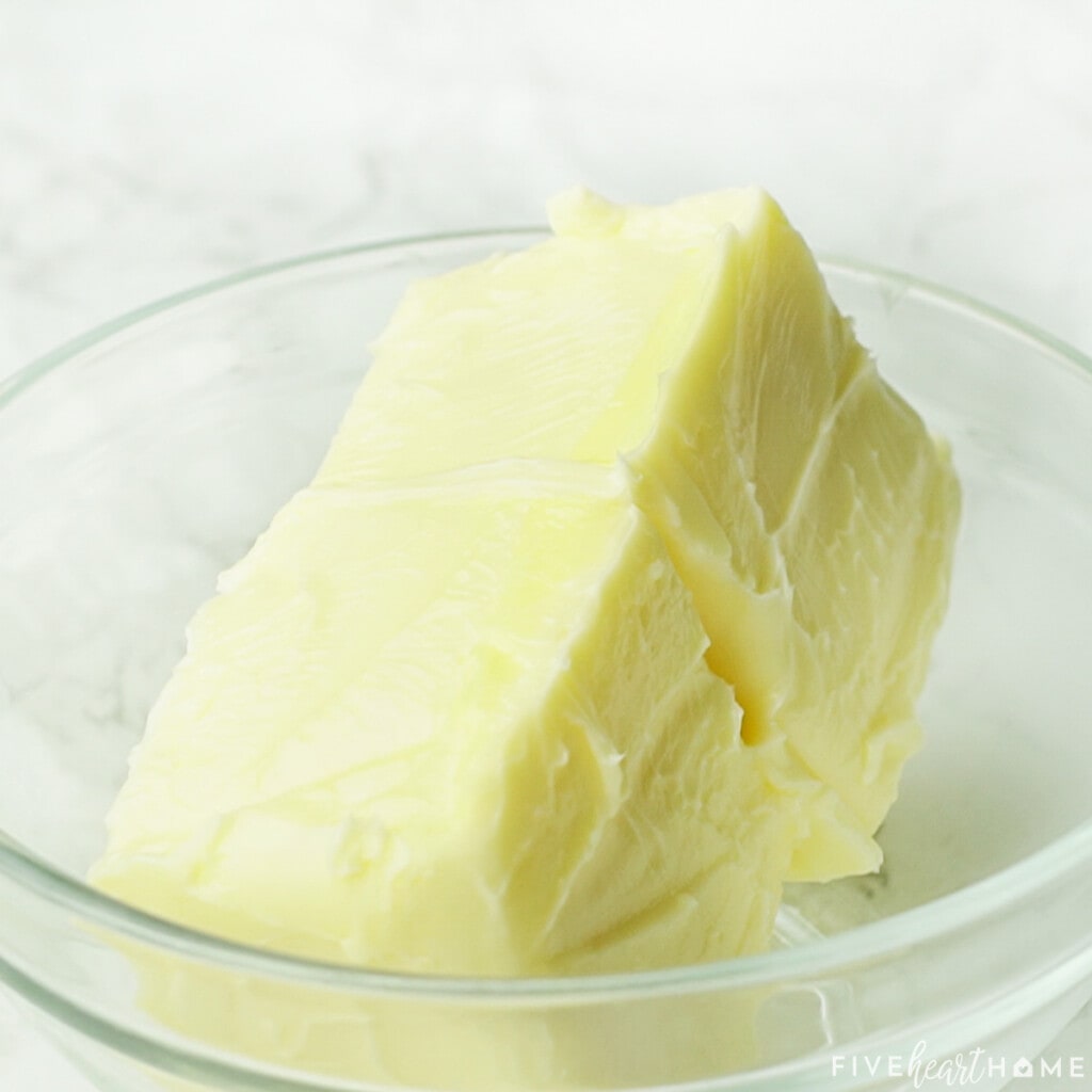 Softened butter in a bowl.