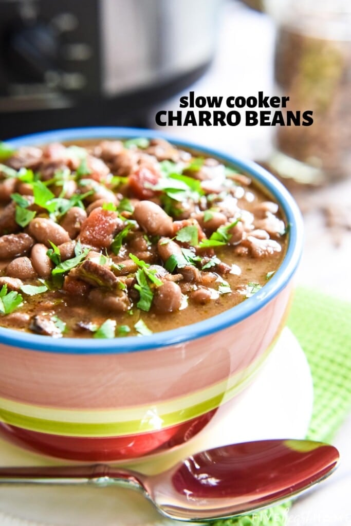 Slow Cooker Charro Beans with text overlay.