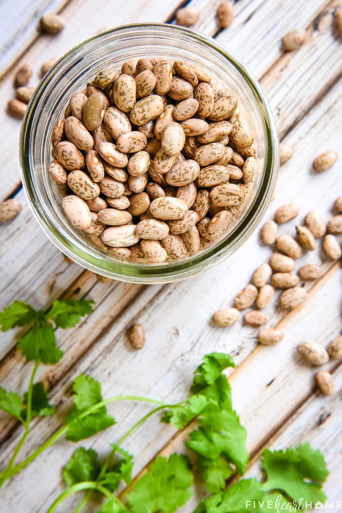 Jar of dried pintos.