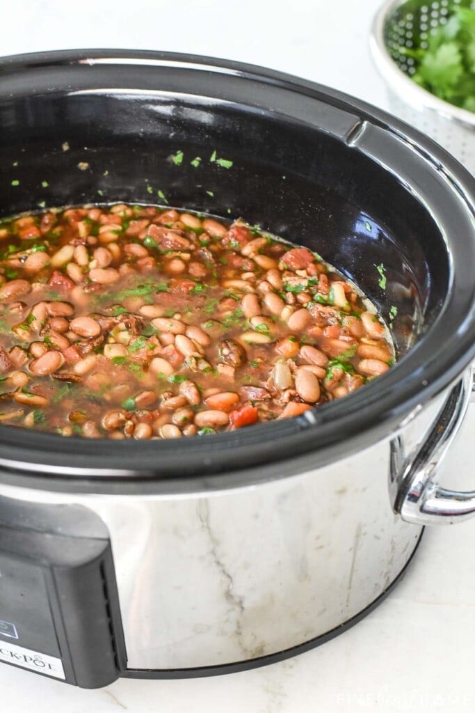 Charro Beans in slow cooker.