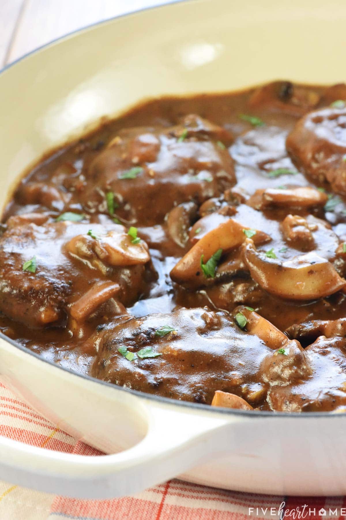 Skillet of Hamburger Steaks.