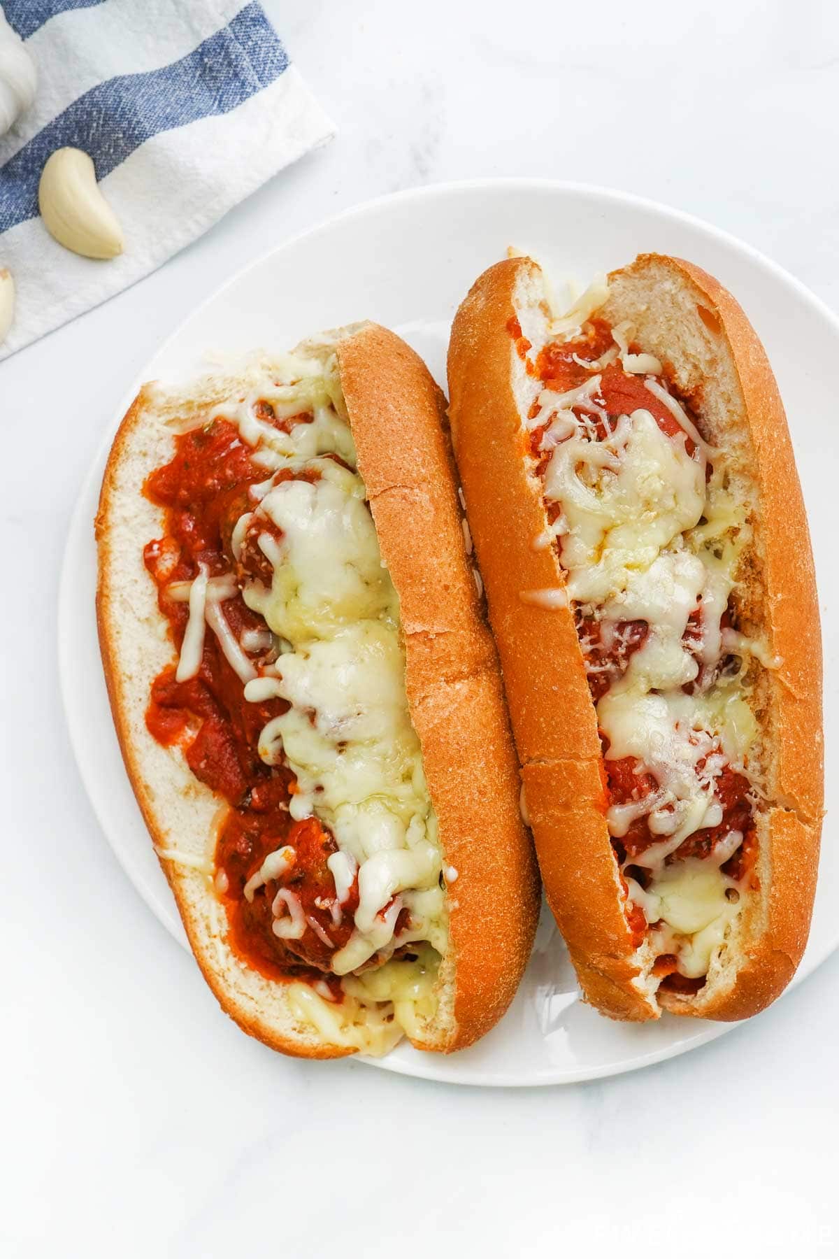 Crockpot Meatball Subs on plate.