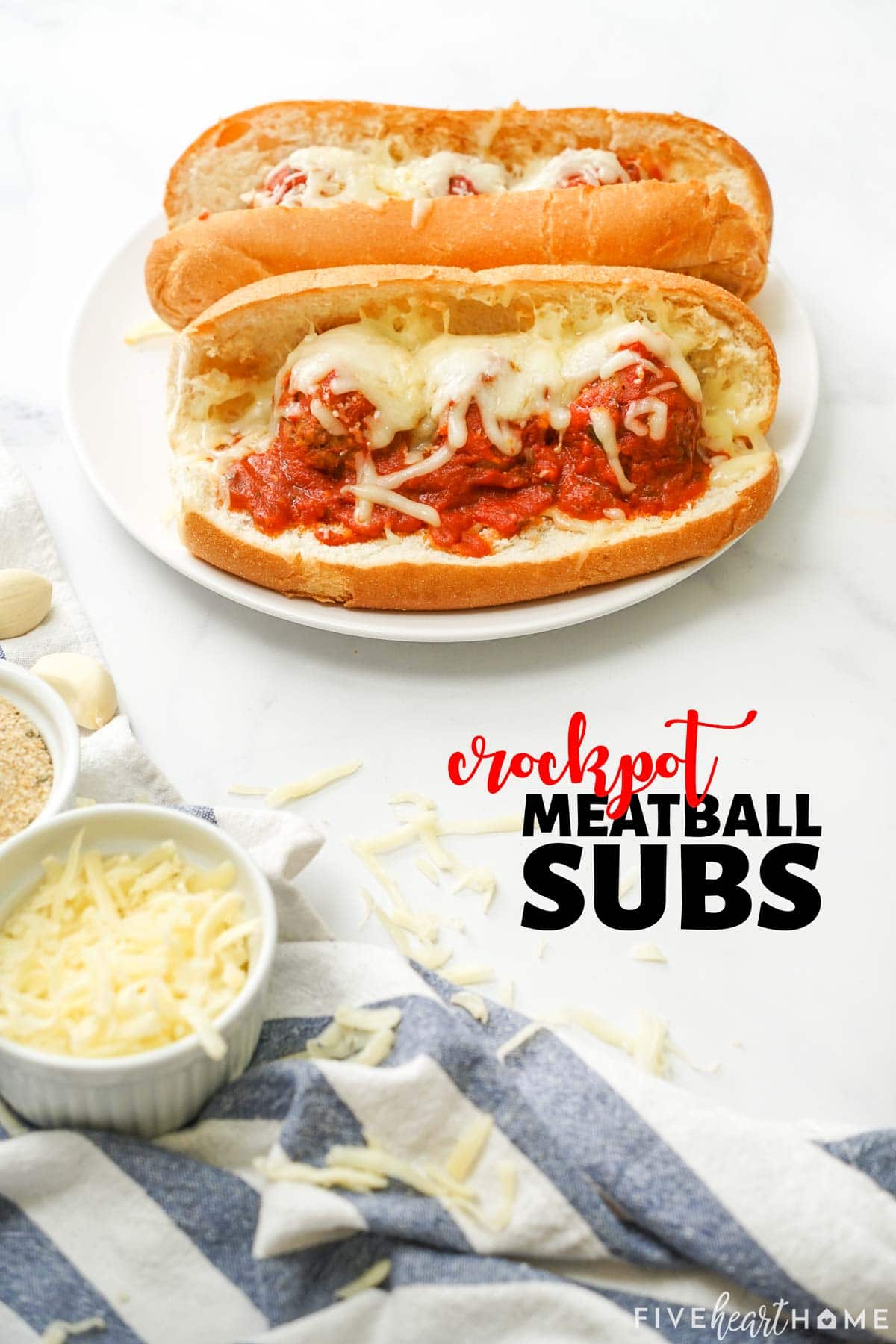 Crockpot Meatball Subs with text overlay.