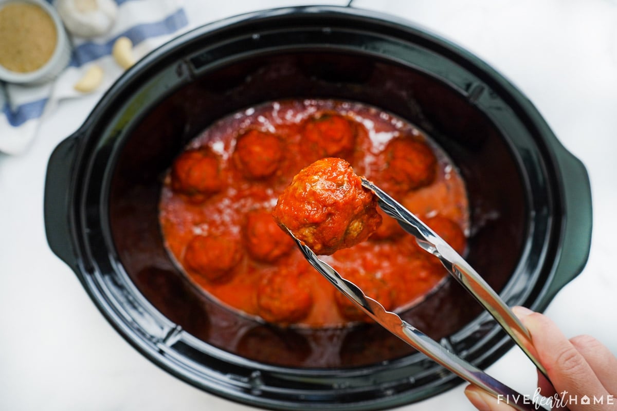 Crockpot meatballs for meatball sub recipe.