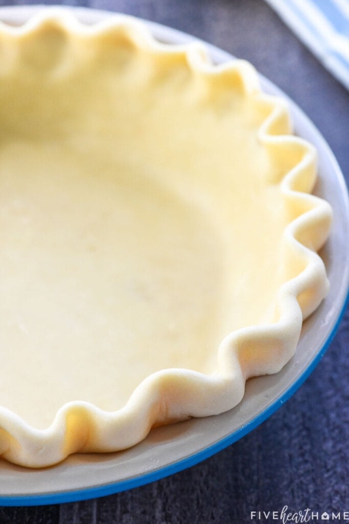 Pie crust recipe easy, fluted in dish.