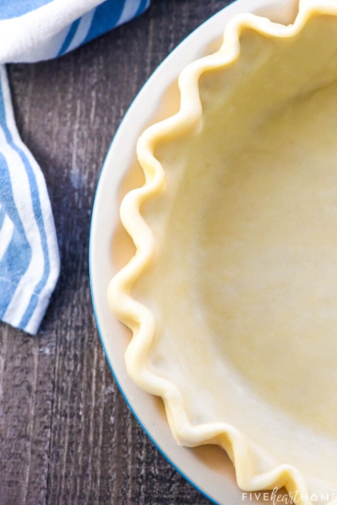 Aerial view of Butter Pie Crust with fluted edges.