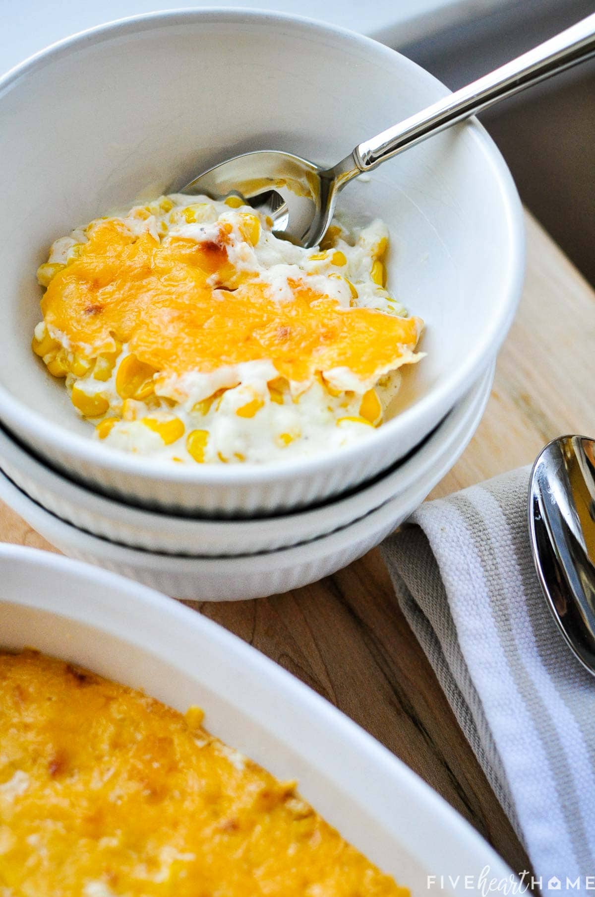 Cream Cheese Corn Casserole in bowls.